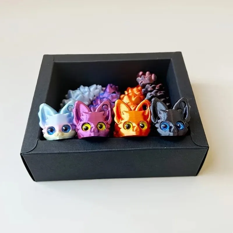 3D Printed Cute Fox Ornament Model - Movable Joints Beautiful Eyes Hanging Rope Room Decorations Gifts