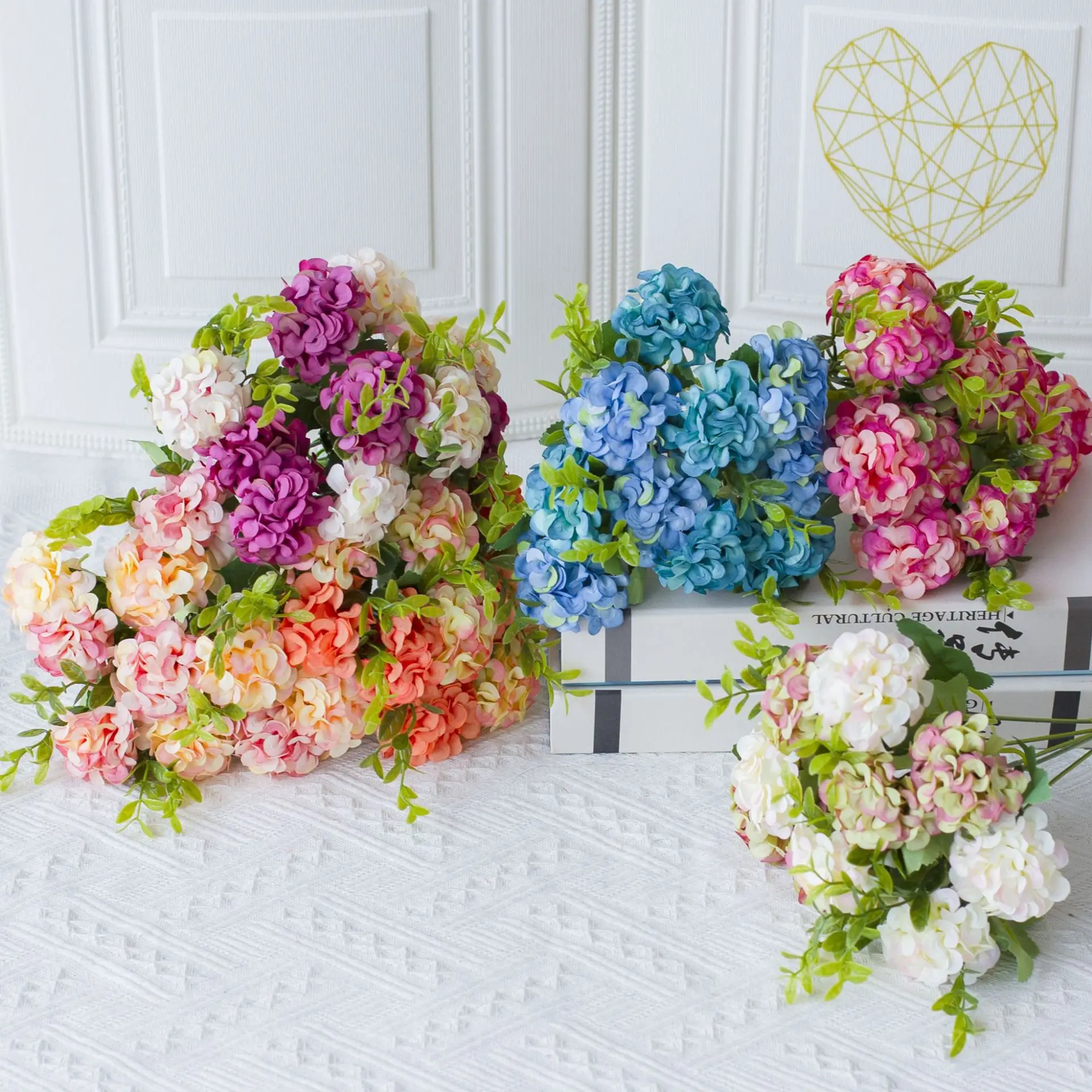 

Simulation hydrangea wedding artificial flower silk fabric arch home decoration flower plant wall supporting materials