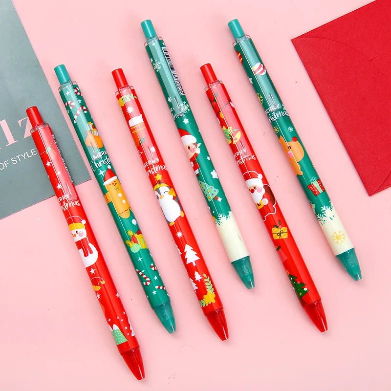6 Stück Gelstifte mit Weihnachtsmotiv, Spitze von 0,5 mm, mehrfarbiger Gelstift, Cartoon-Kind, perfekte Geschenkauswahl, Büro- und Schulbedarf