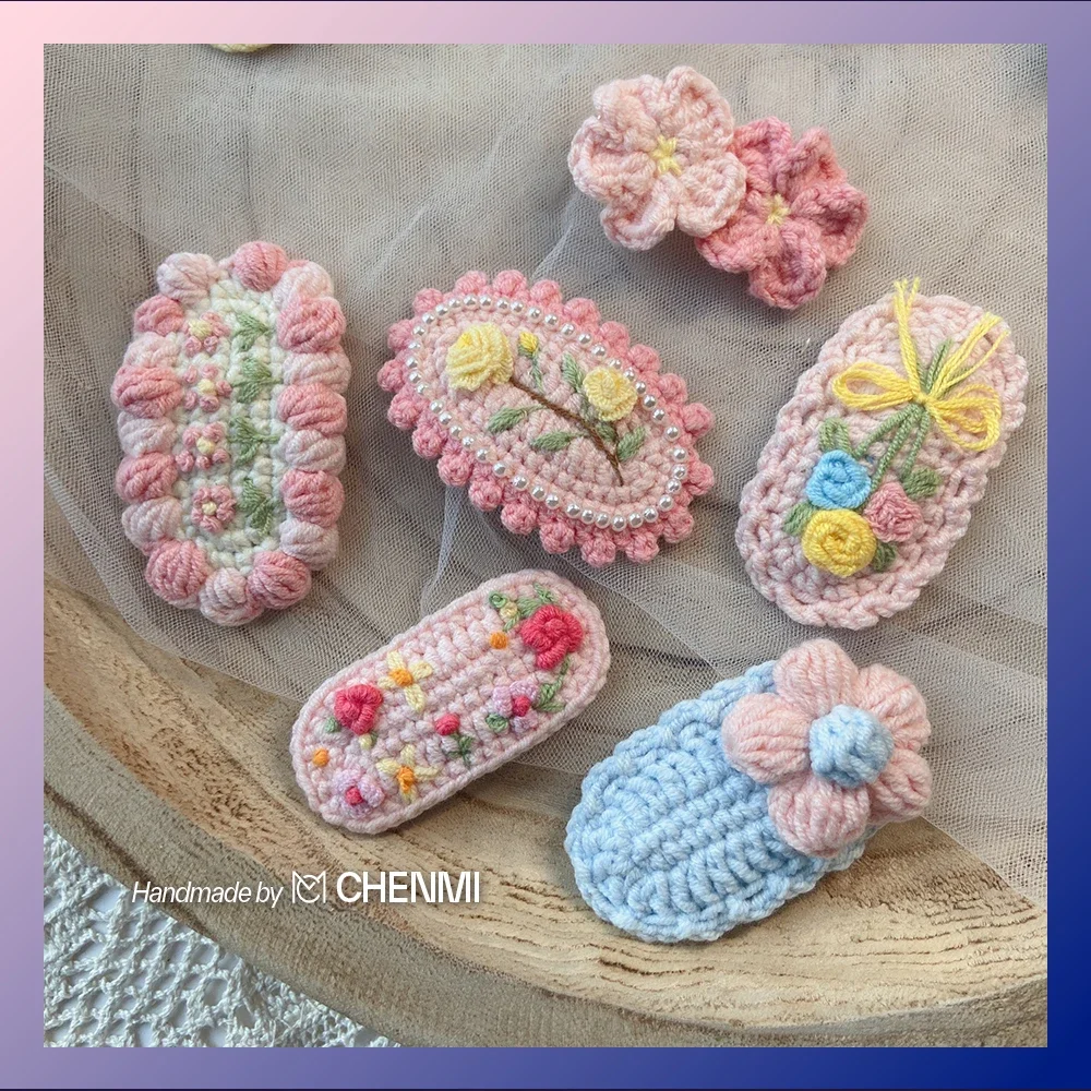 1 Pcs New Handmade Embroidery Knitting Wool Hairpin BB Barrettes for Women Kids Snap Hairgrips Baby Hair Accessories