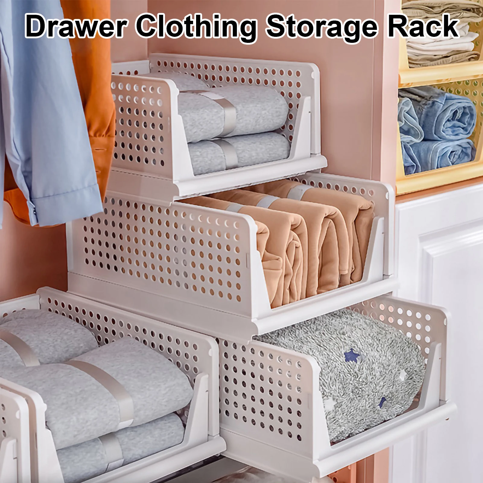 Clothes Storage Basket Drawer Clothes Shelf Closet Storage Stacking Board Foldable Clothes Basket Plastic Storage Basket