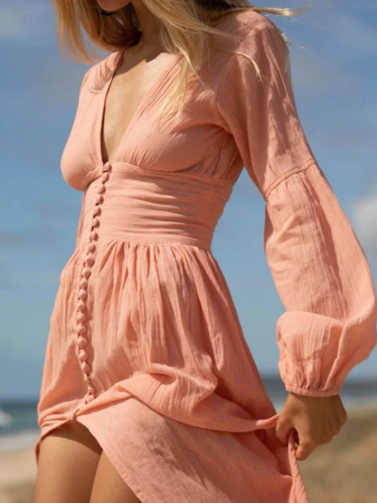 Dames Vintage V-ne Long Sve Dr Vintage Sle Dames Lange Dr met Taille Cinch Lente Zomer Herfst Lang Dr