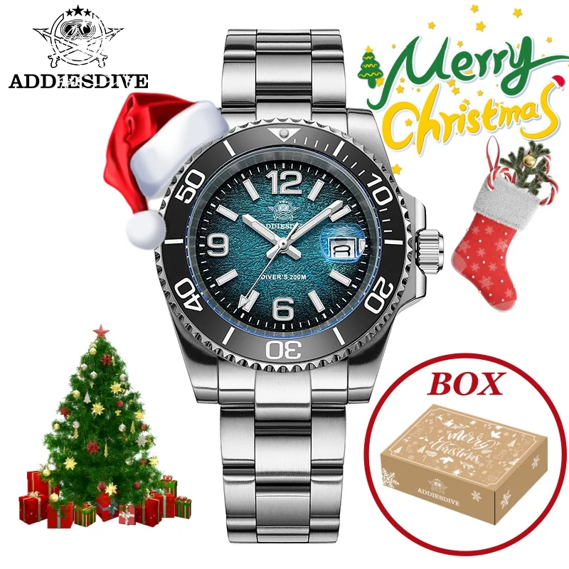 Addiesdive 41 مللي متر ساعة الغوص الرجالية AD2513 20Bar مقاوم للماء BGW9 سوبر مضيئة Reloj Hombre كوارتز ساعة رجالية هدية الكريسماس