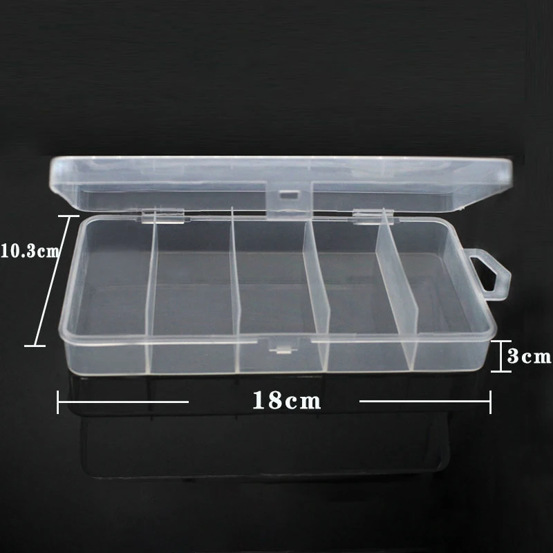 1 Pc 5 Grids Locken Köder Box Transparent Kunststoff Angelgerät Lagerung Fall Fliegen Angeln Locken Löffel Haken Köder Fall getriebe Zubehör
