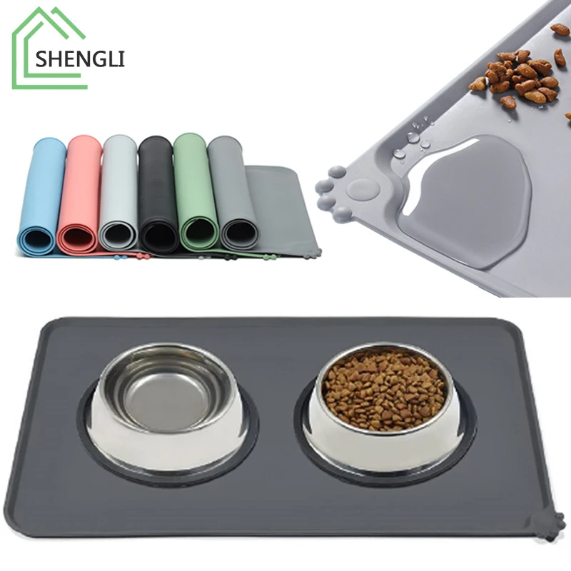 

Dog Cat Bowl Food Mat Waterproof Pet Mat Silicone Pet Bowl Drinking Mat Cat Dogs Feeding Placemat Easy Washing