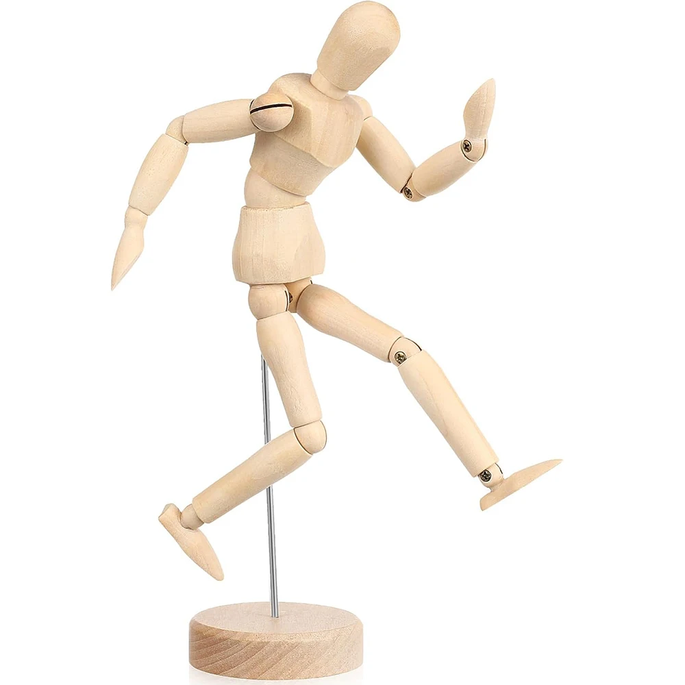 Wood Male Mannequin Doll 15.5cm Flexible Body Joints Drawing Figure Office Ornament