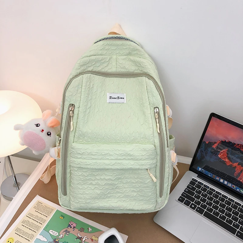 Solid Color Zipper School Bags Large Capacity 2025 New Basic Style Interior Zipper Pocket High Quality Youth Backpacks