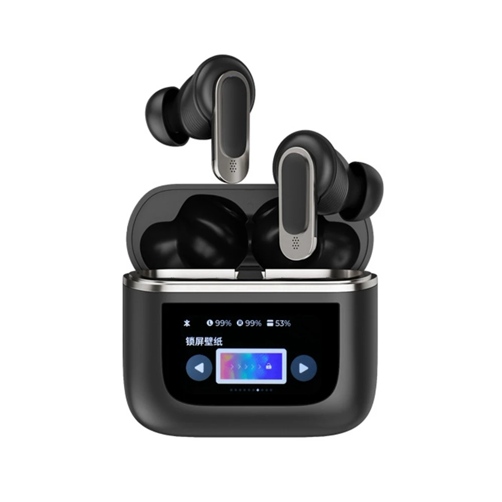 #(Upgraded)V8 Wireless In-Ear Headphones Earbuds ANC Noise Cancelling Headphone in Ear Touch Screen Controls Headset Black