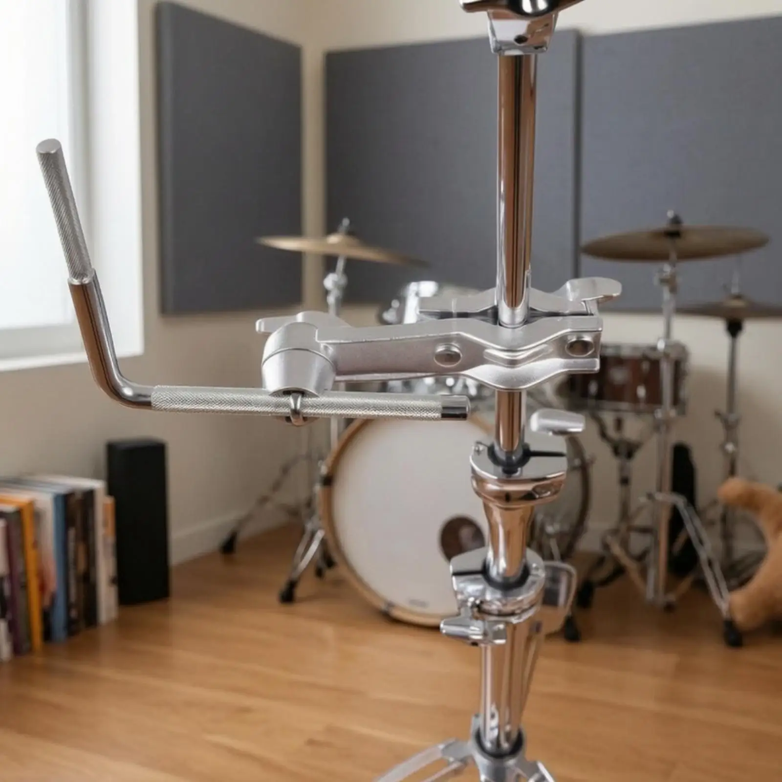 Percussion Drum Extension Bracket Clamp Mount Aluminum Hardware for Cowbell Block Accessory Holder Knurled Rod for Drum Rack Add