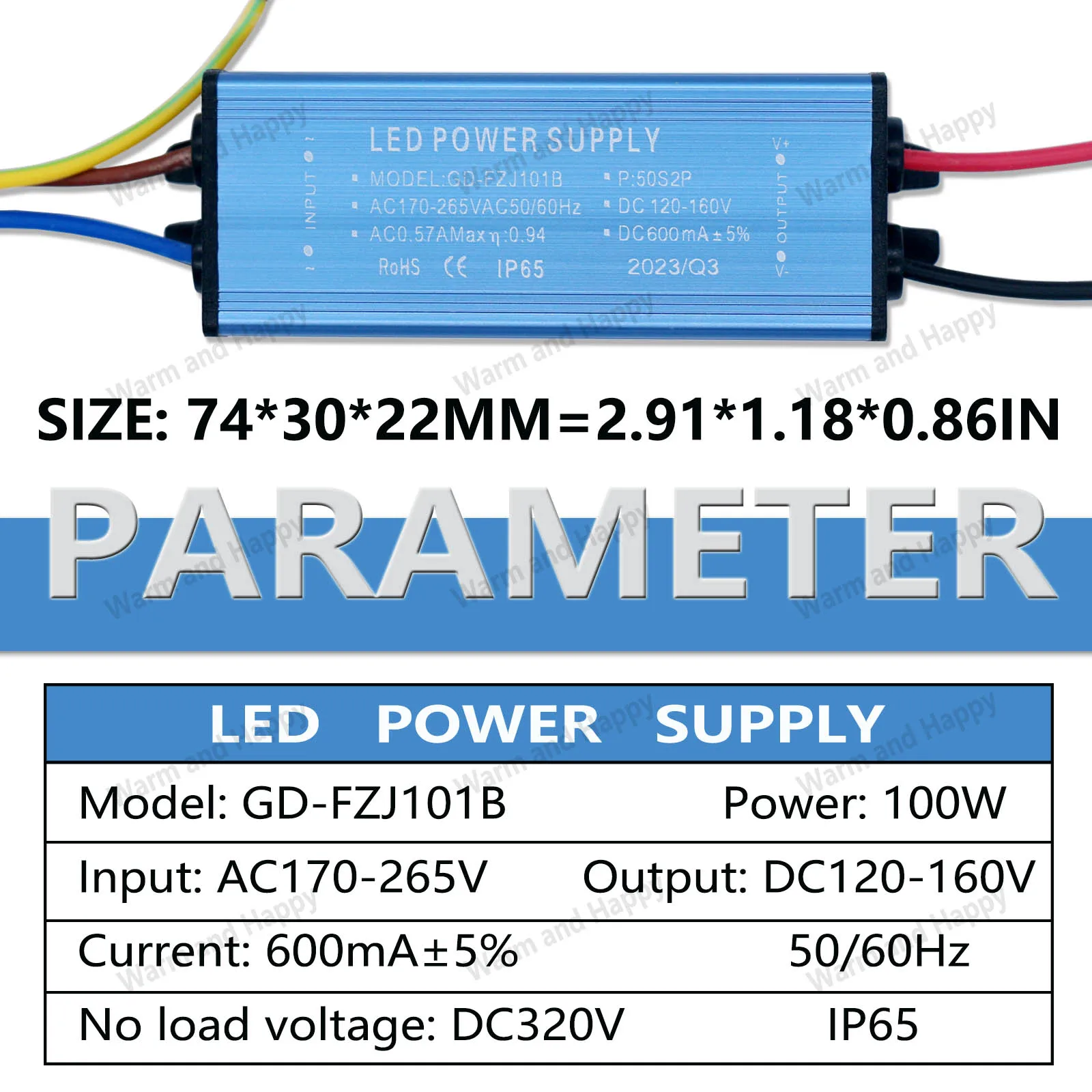 50W 100W LED Waterproof Isolation Driver DC120-160V 300mA 600mA Constant Current Voltage Power Supply LED Lighting Transformer