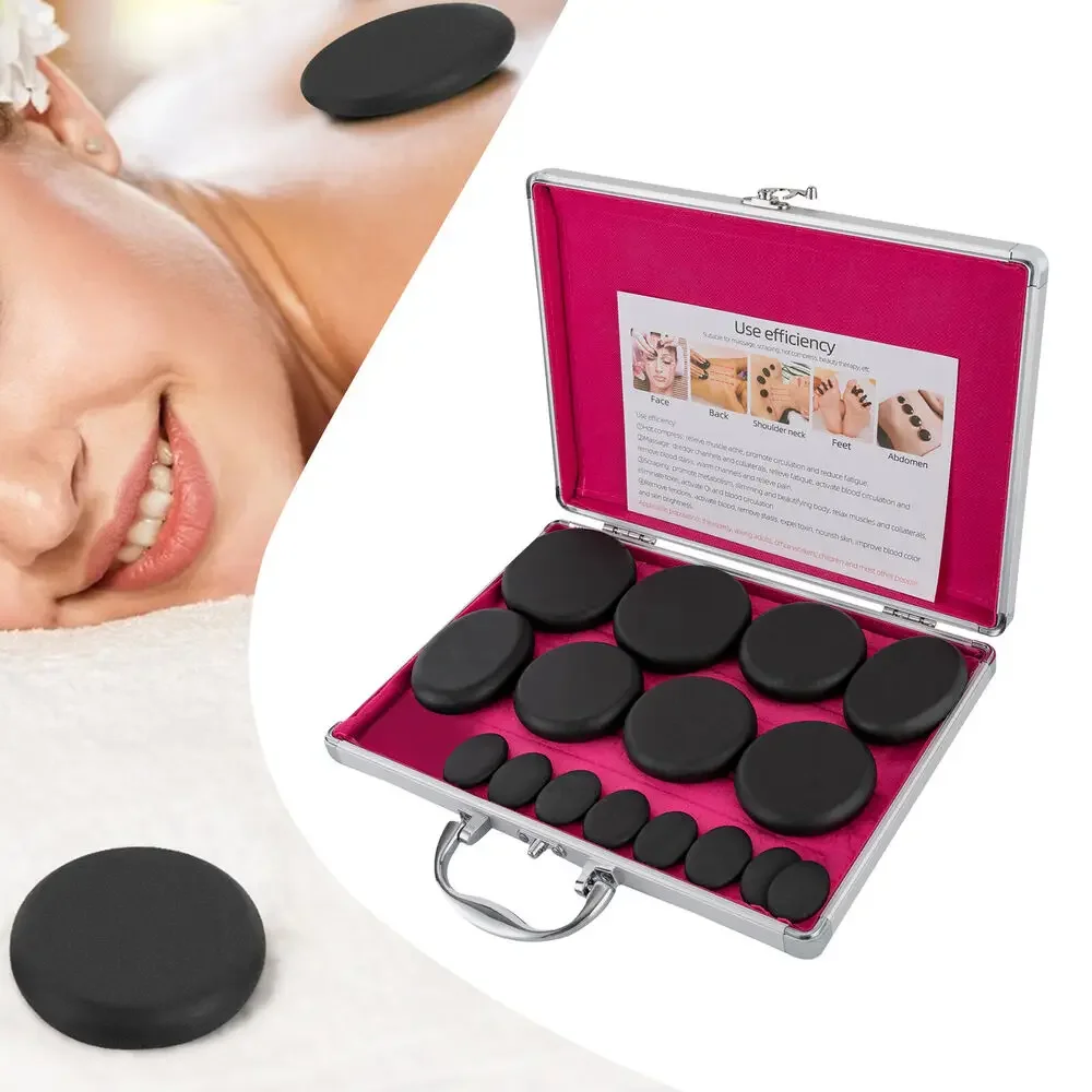 

Portable Hot Massage Stone Volcanic Stones Kit Rock SPA Oiled Health and Fitness Basalt Lava Hot Stone Massage Kit 16 Pieces