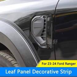 QHCP Car Leaf Board Frame Decorative Cover Front Engine Trim ABS Car Body Sticker For Ford Ranger 2023-2024 Exterior Accessories