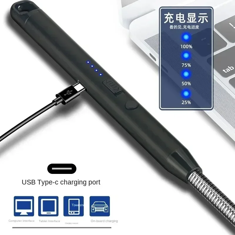 Creative Multifunctional Charging Burning Torch USB Pulse Arc Hose Lighter 360 Degree Rotating Igniter Cross-Border