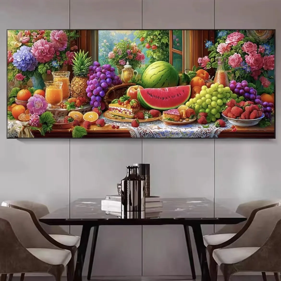 

14CT 11CT Fruits Printed Kits Cross Stitch Embroidery DIY Needlework Set Home Decor Crafts With Needles Threads