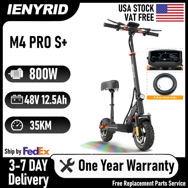 IENYRID M4 Pro S + سكوتر كهربائي 800 واط موتور 48 فولت 12.5AH بطارية 10 "الإطارات Escooter 45 km/ساعة ماكس 40-50 كجم المدى مكبح قرصي شاشة الكريستال السائل #1
