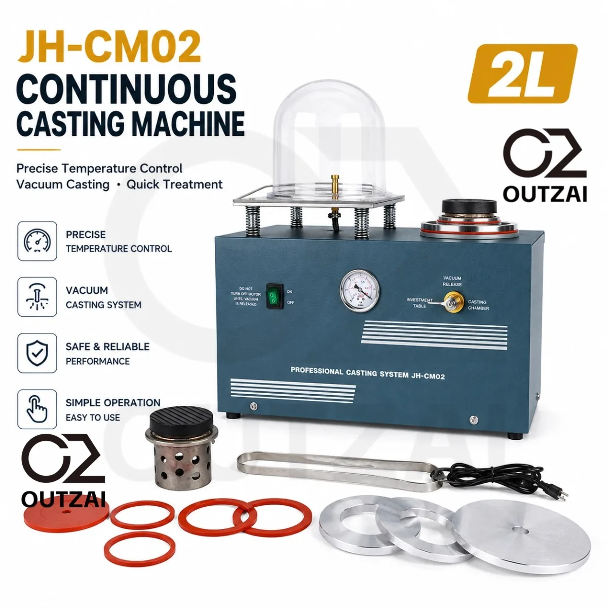 110V Jewelry Casting Machine 2L Vacuum Molding Machine 2-In-1 Lost Wax Casting for Jewelry Mold Making JH-CM02 Continuous Casting Machine