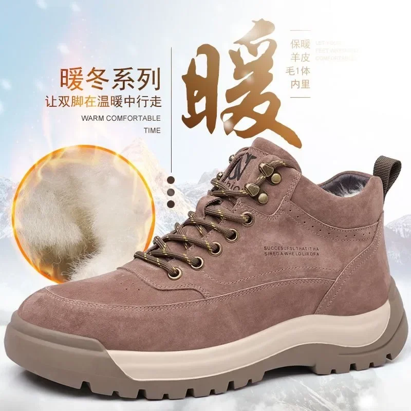 2024 Hot Sale Winter Warm Cashmere Snow Shoe Classic Brand Outdoor Walking Shoes Top Quality Men Wearable Warm Non-slip Boots