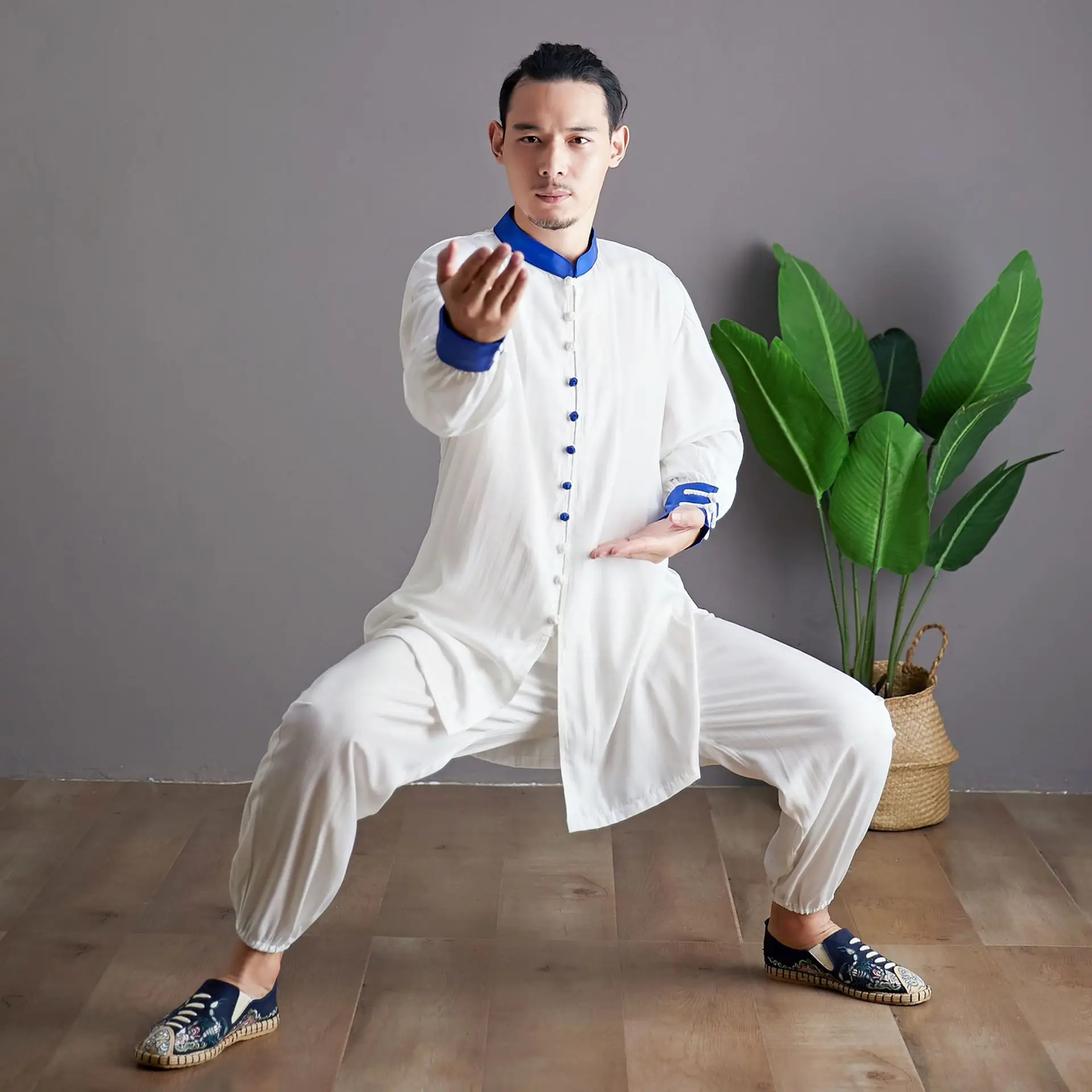 

Chinese Traditional Clothing Tai Ji Martial Arts Kung Fu Performance Tang Outfit Taihe Men's Loose Casual Style Exercise