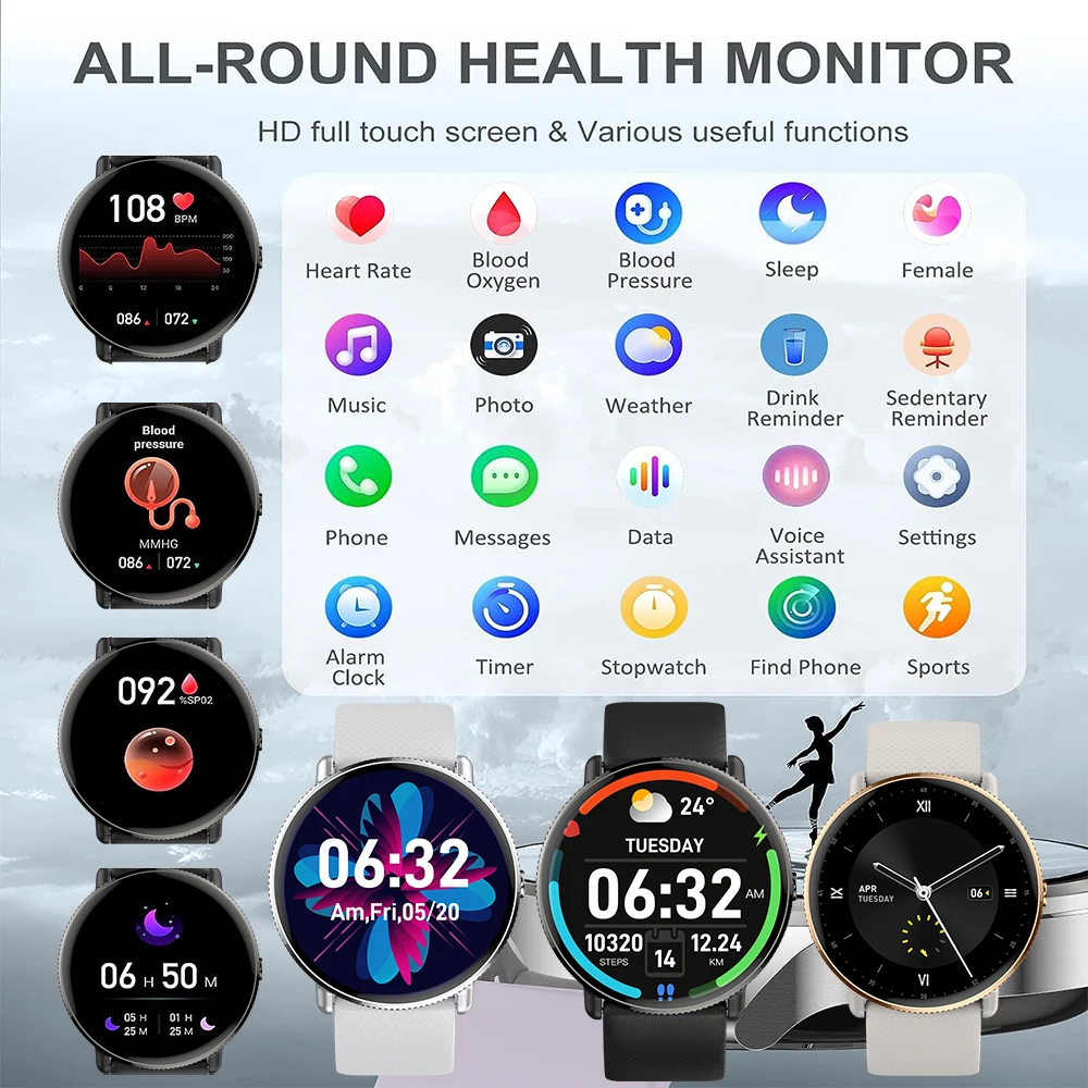 IUTECH S61 Smart Watch donna uomo AMOLED Touch Round Bluetooth Calling orologi elettronici impermeabile Sport Smartwatch uomo donna