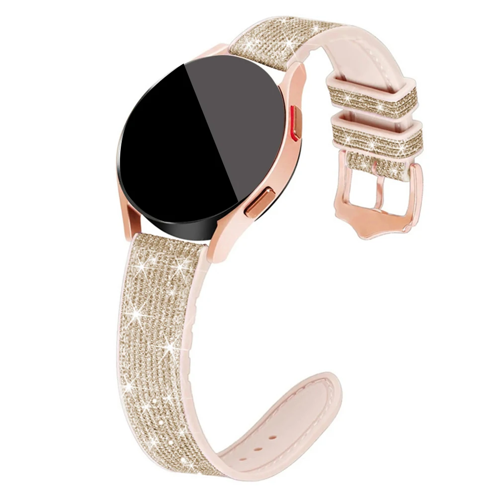 22mm 20mm strap for samsung galaxy watch 7 6 5 4 44mm 40mm 6classic band bling silicone strap HW watch GT 5 4 3 46mm 42mm strap