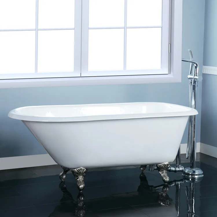 Manufacturers supply 1.6 meters European and American independent cast iron bathtubs, engineering household enamel
