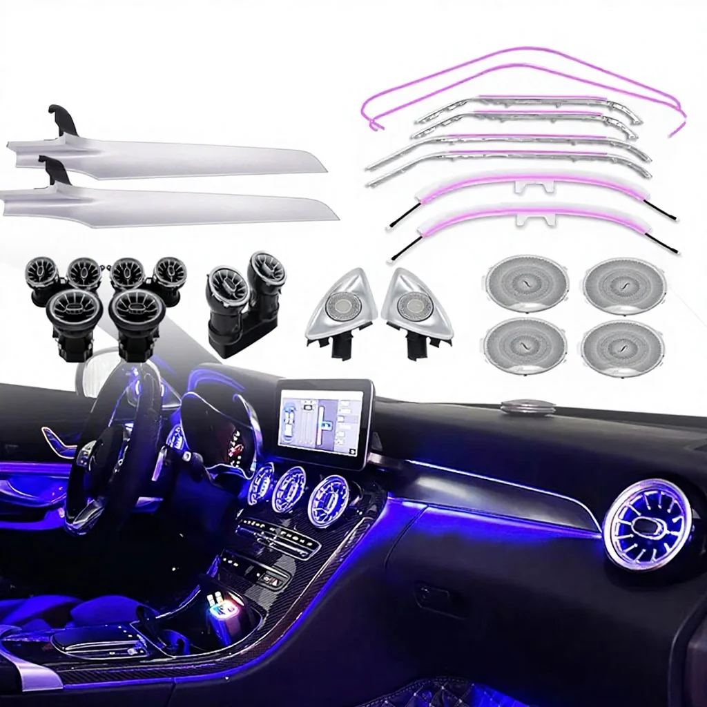

Upgrade X253 Interior Ambient Light Kit For Mercedes-Benz C-Class GLC W205 LED 64-Color 12V 3-5W Carving Trim Accessories