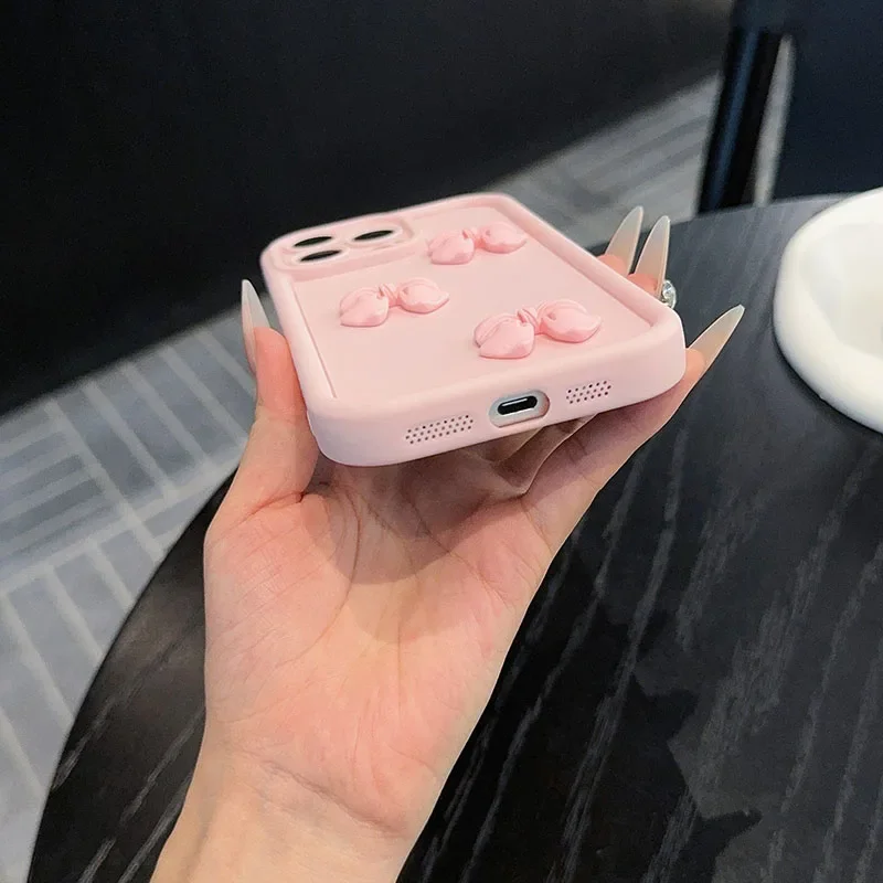 Case For iPhone 15 16 14 13 12 11 Pro Max XS XR X 7 8 Plus SE 3D Pink Cute Butterfly Shockproof Candy Silicone Soft Phone Cover