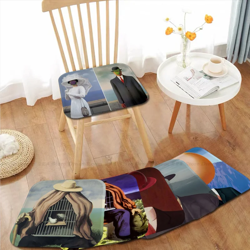 

Cute art painting Rene Magritte Cushion Mat Creative Fabric Cushion Non-slip Living Decor Students Stool Tatami Office Mat Pad