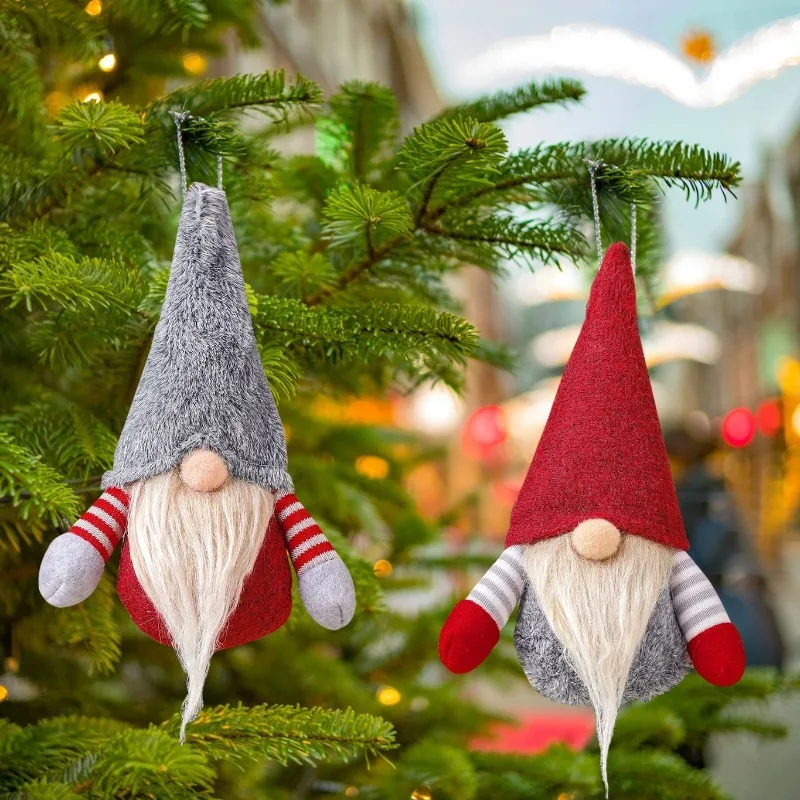 

Christmas Tree Ornaments Set Faceless Plush Decors Santa Claus Hanging Plushie Xmas Gifts for Tree Decoration Keychain Bag Decor