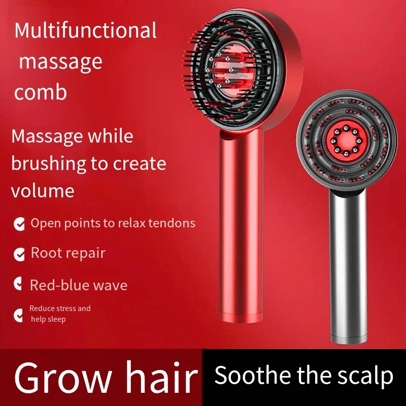 Promote Hair Growth Portable Head Massager Electric Vibration Massage Comb Red Light Micro-current Essence Oil Applicator