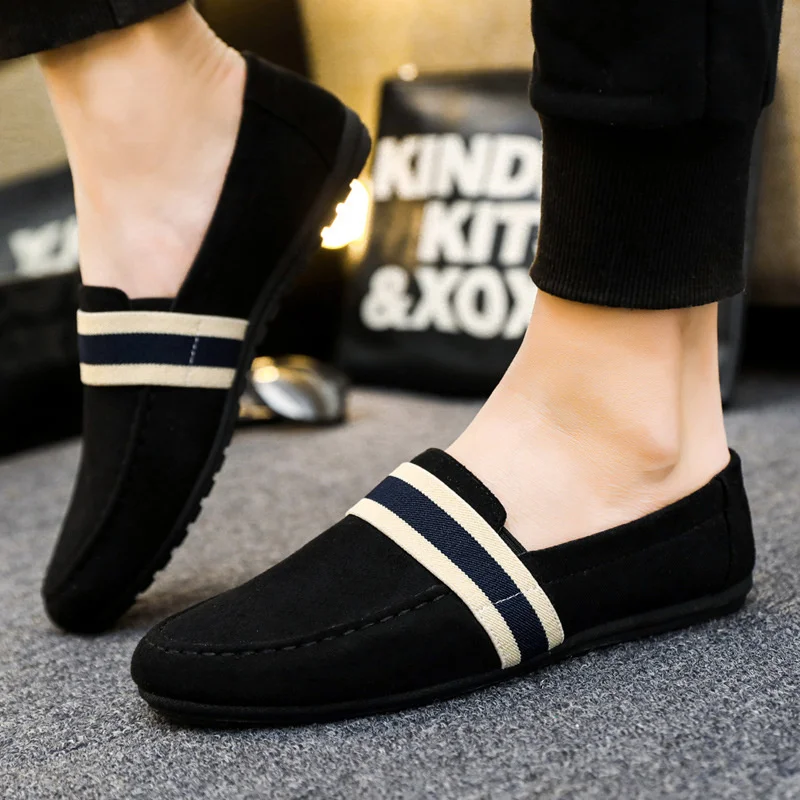 2023Men Sneakers Flats Men Shoes Black Blue Loafers Slip on Male Footwear Adulto Driving Moccasin Soft Comfortable Casual Shoes