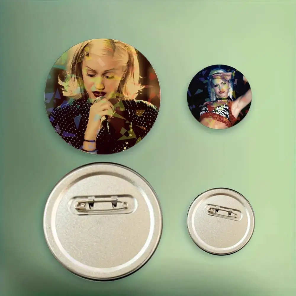 Insignias de cantante g-gwen s-stefani, broches redondos exquisitos, alfileres creativos para ropa, sombrero láser, mochila, accesorios de regalo