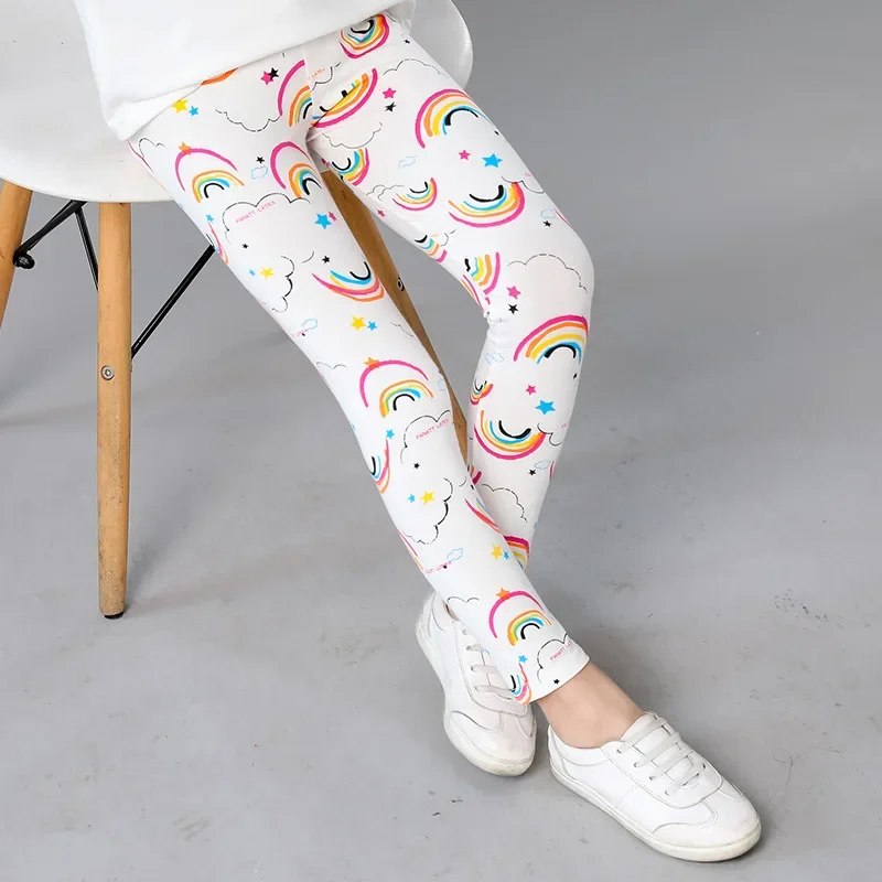 Autumn Toddler Girl Tight Bottoms Female Baby Rainbow Print Leisure Trousers Cute Sweet Breathable Spring Baby Clothes Wholesale