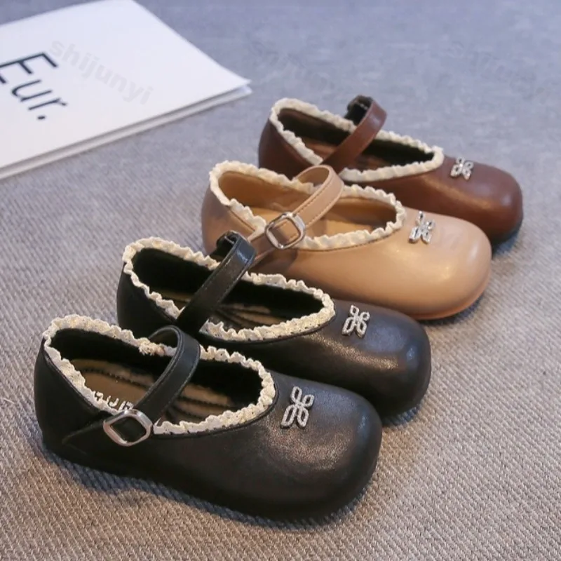 

Girls' Elegant Lace Design Casual Single Shoes 2025 Spring New Childrens' Shallow Mouth Comfortable Princess Shoes Fashion Pumps