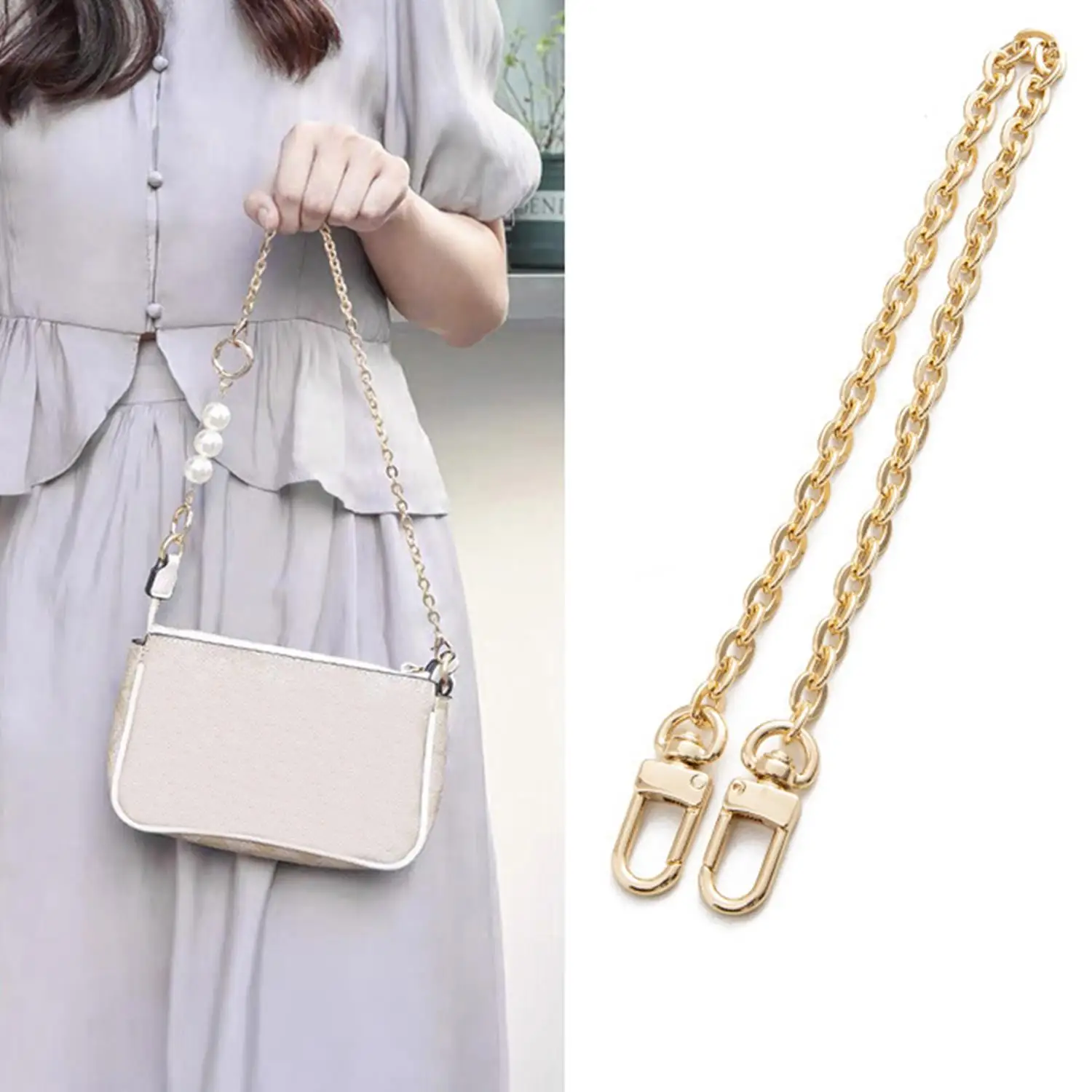 

45cm Bag Chains Shoulder Strap Golden Cross-body Chain Backpack Replacement Metal Bag Strap Bag Accessories