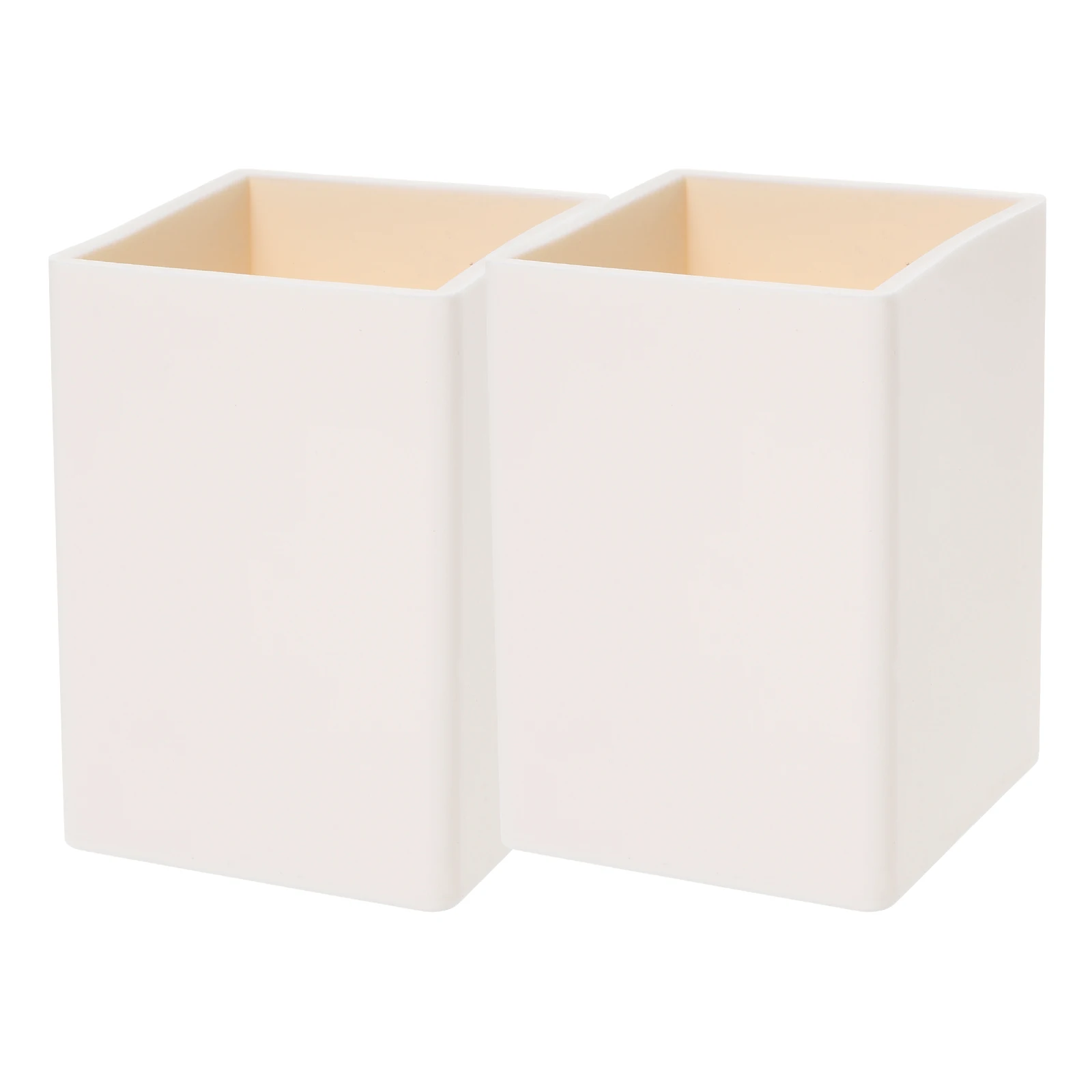 

2 Pcs Pen Holder Desk Organizer Silicone Stationery Cup Black Beige For Pens Pencils Rulers Erasers Office Supplies Student
