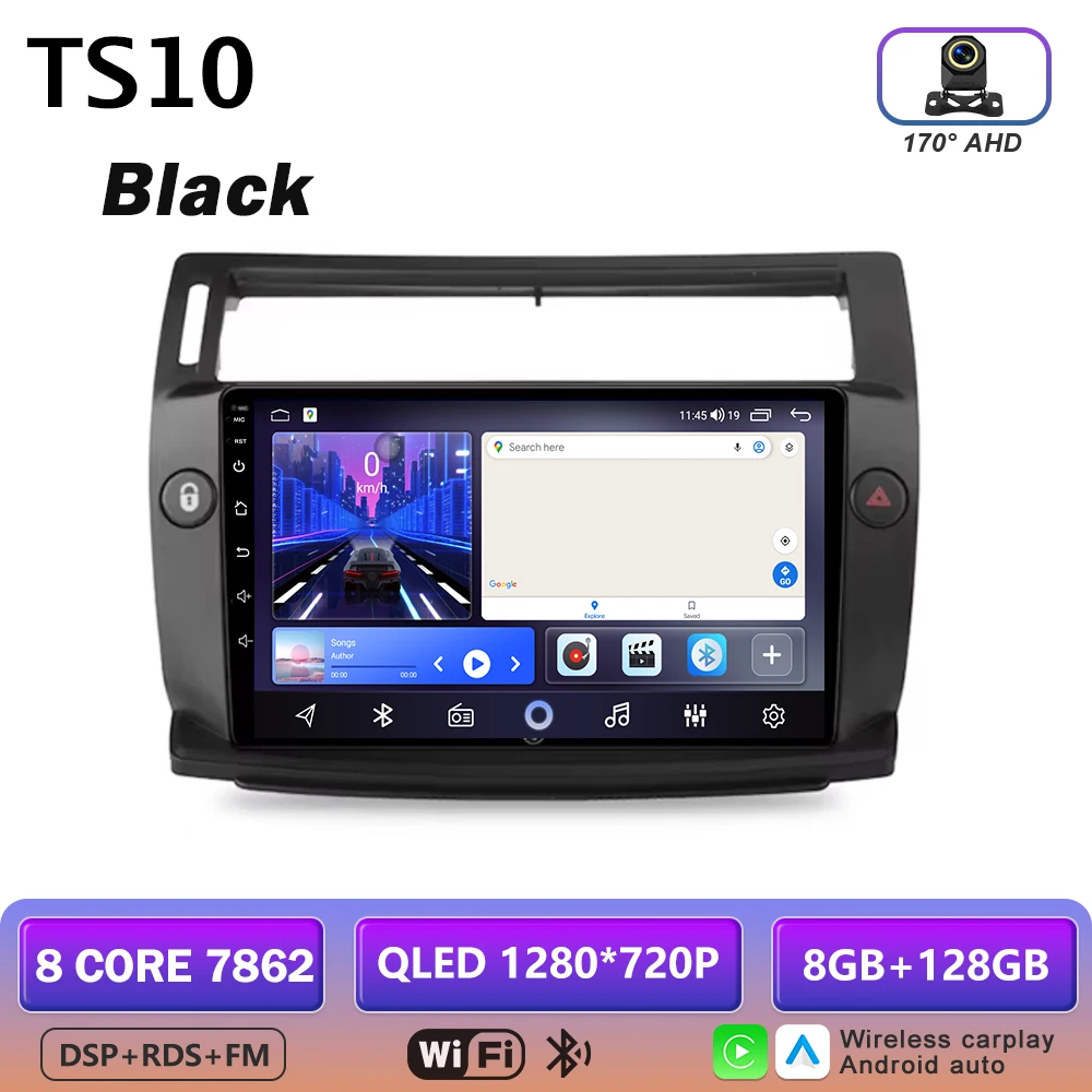 Android 16 multimediaspeler GPS autoradio navigatiesysteem voor Citroen C4 C-Triomphe Quatre 2004-2014 met Carplay