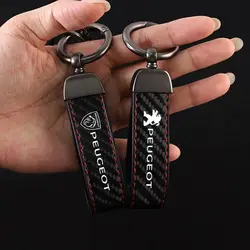 Car Luxury Keychain Zinc Alloy Leather Key Ring Accessories For New Peugeot 408 4008 308 3008 Rifter 5008 508 2008 208 301 RCZ