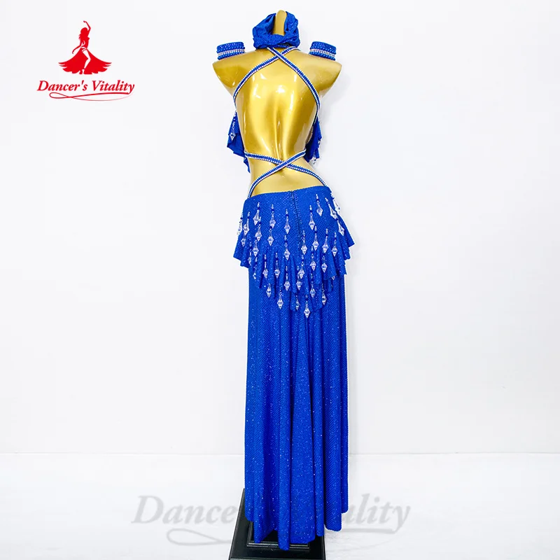 BellyDance Suit Women's Customized Luxury Diamond Bra+Tassel Long Skirt 2pcs Oriental Dance Professional Performance Costumes