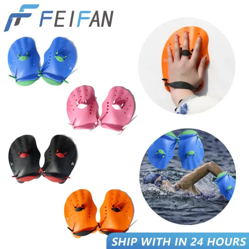 1pair Professional Swimming Paddles Swimming Hand Fins Strokes Practice Correction Swimming Tools Adjustable Hand Webbed Gloves