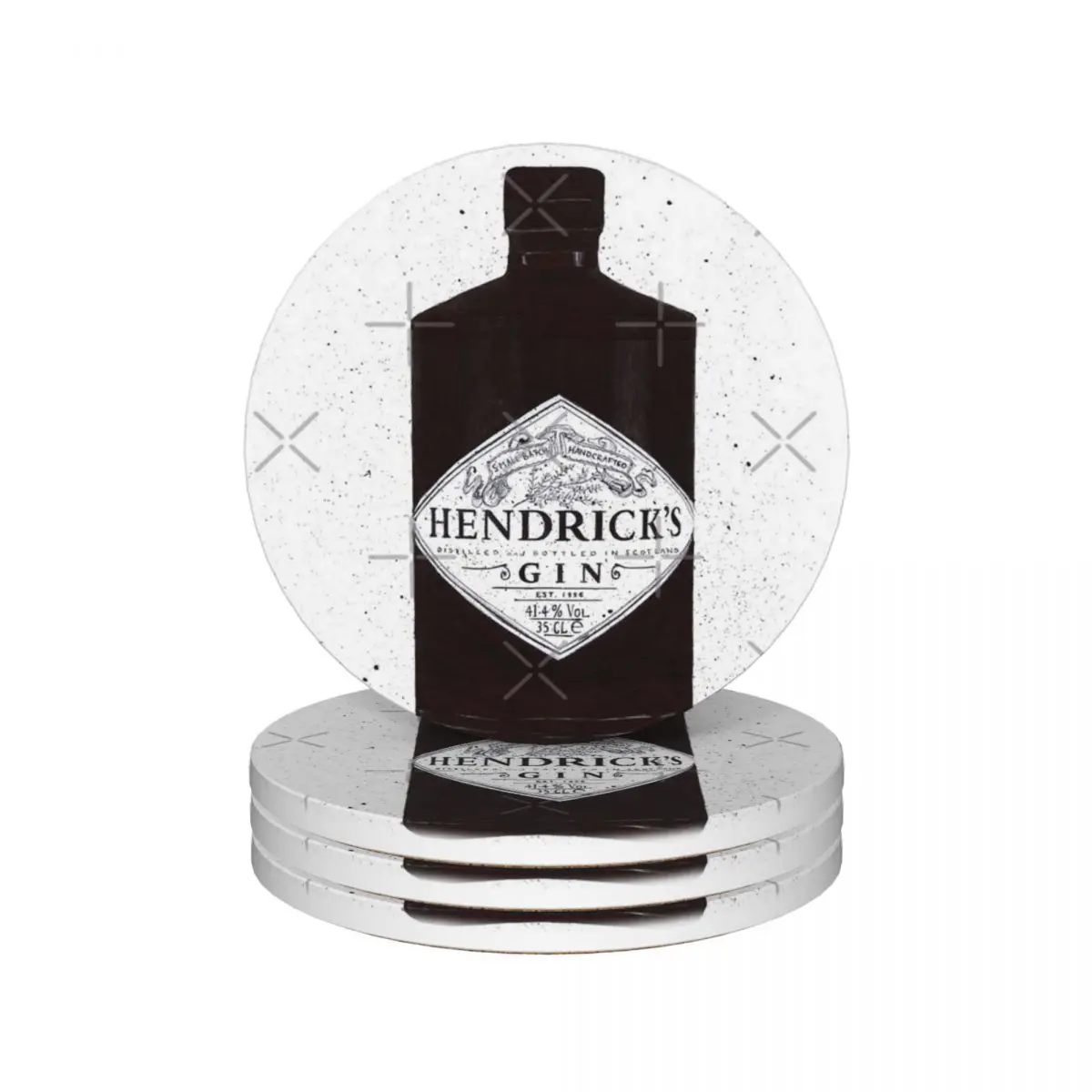 Hendricks Gin Painting Gin Print Gin Art Wall Art Posavasos de cerámica Suministros de barra de cocina (paquete de 4 piezas)