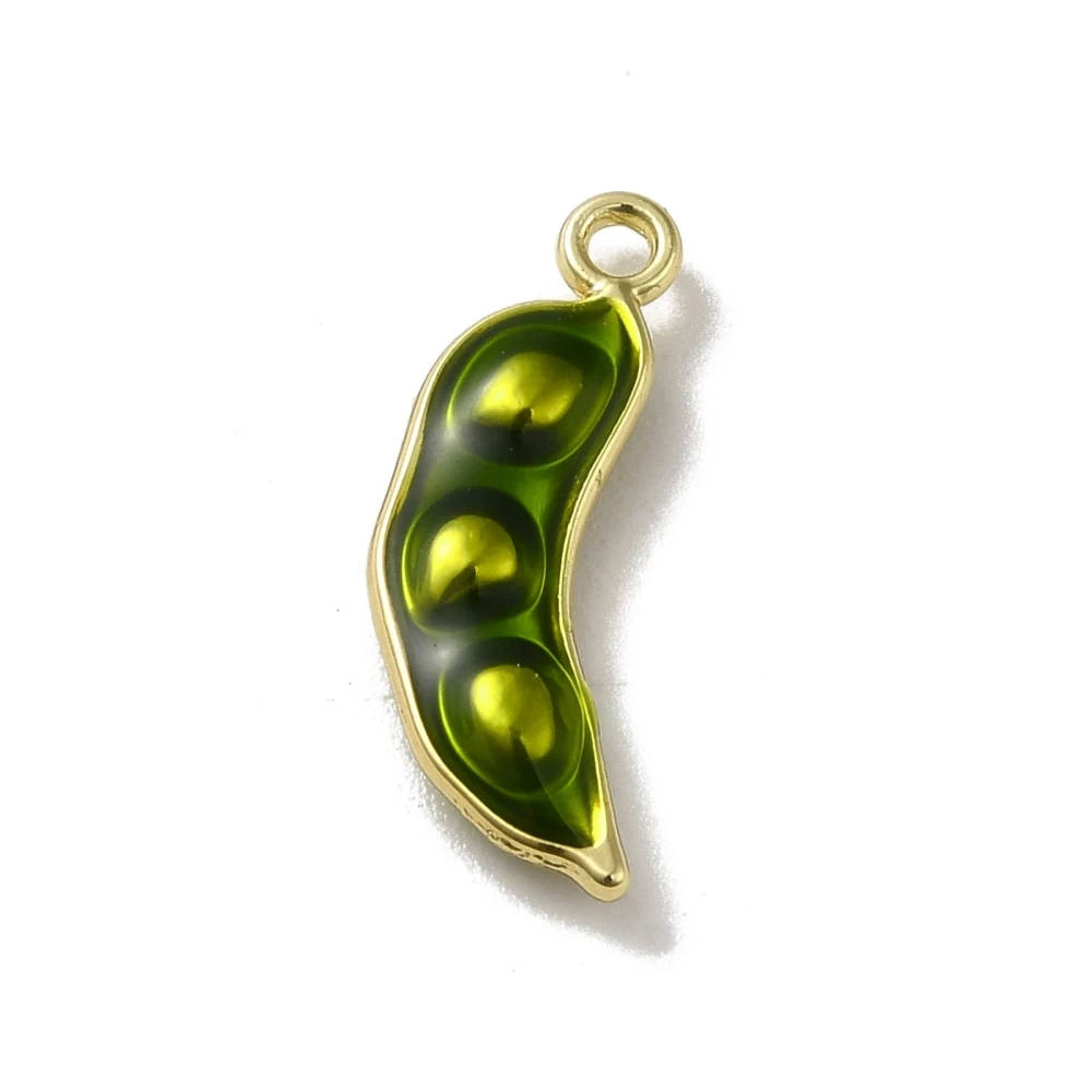 20Pcs Pea Eggplant Aloy Enamel Pendants 3D Vegetable Dangle Charms For DIY Handmade Jewelry Making Necklace Accessories