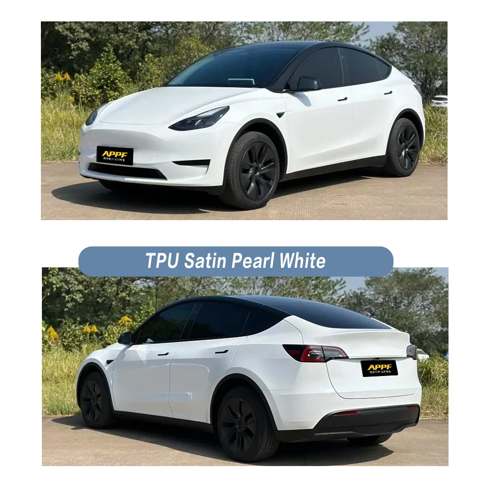 Envoltório de vinil tpu de alta qualidade cetim pérola branco tpu brilhante decoração rolo filme adesivo de carro coloridopf
