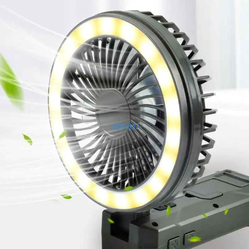 E15A 4 Speed 4 Speed Portable Cooling Fan Handheld Camping Fan with LED Light
