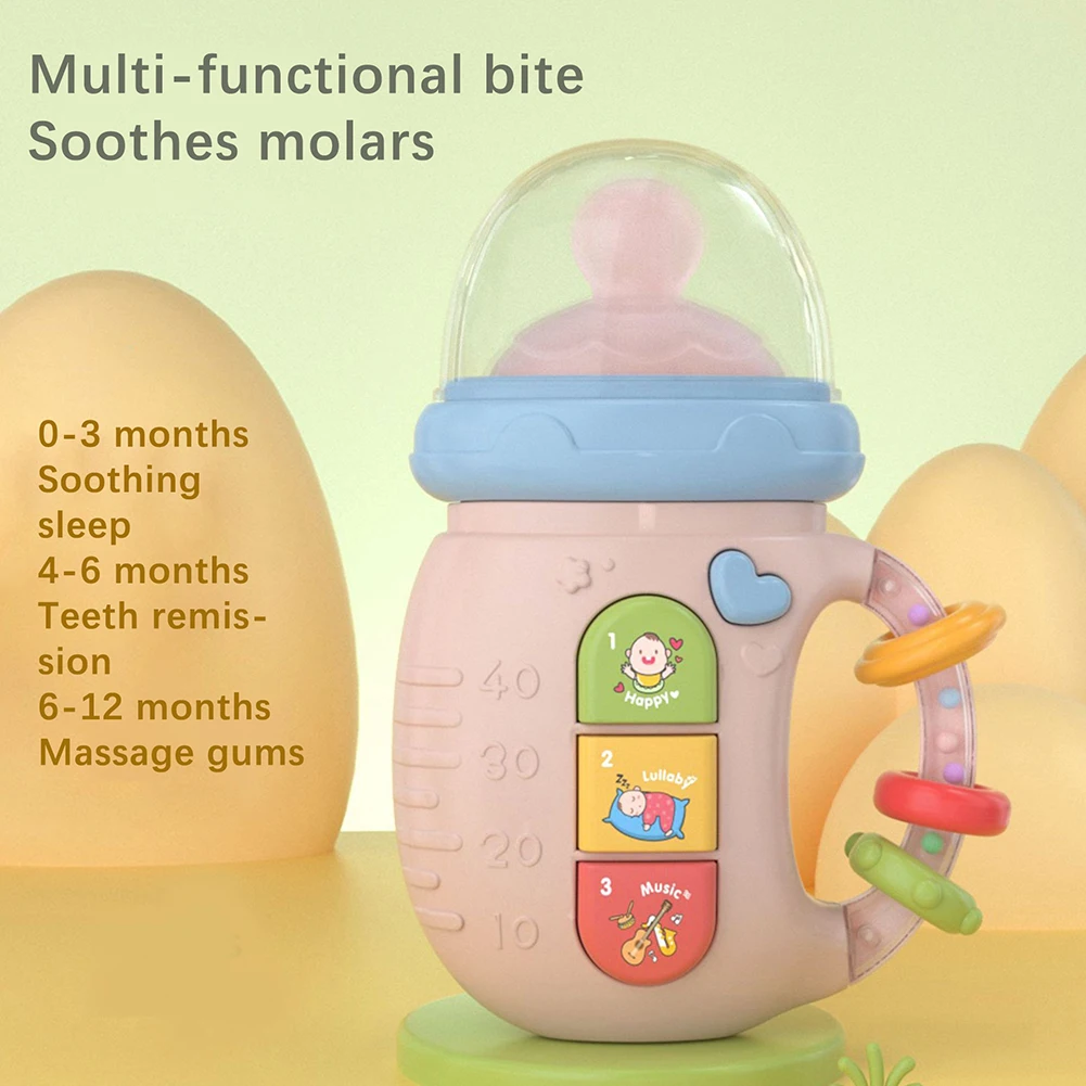 

2024 New Baby Musical Feeding Bottle Pacifier Newborn Soft Teether Rattles Educational Toy Mobile Toy 0-12M Soothing Vocal Music