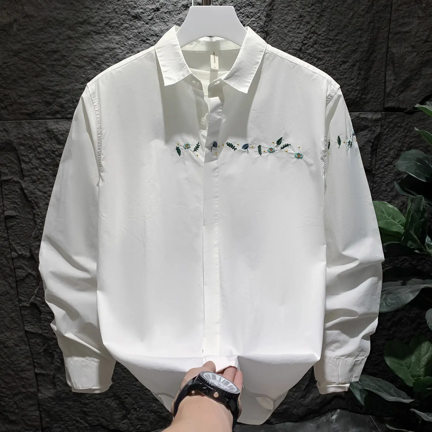 

Fashion Brand Shirt Men's Long-sleeved Korean E Trendy Shirt Jacket Style Embroidered Handsome Base Shirt