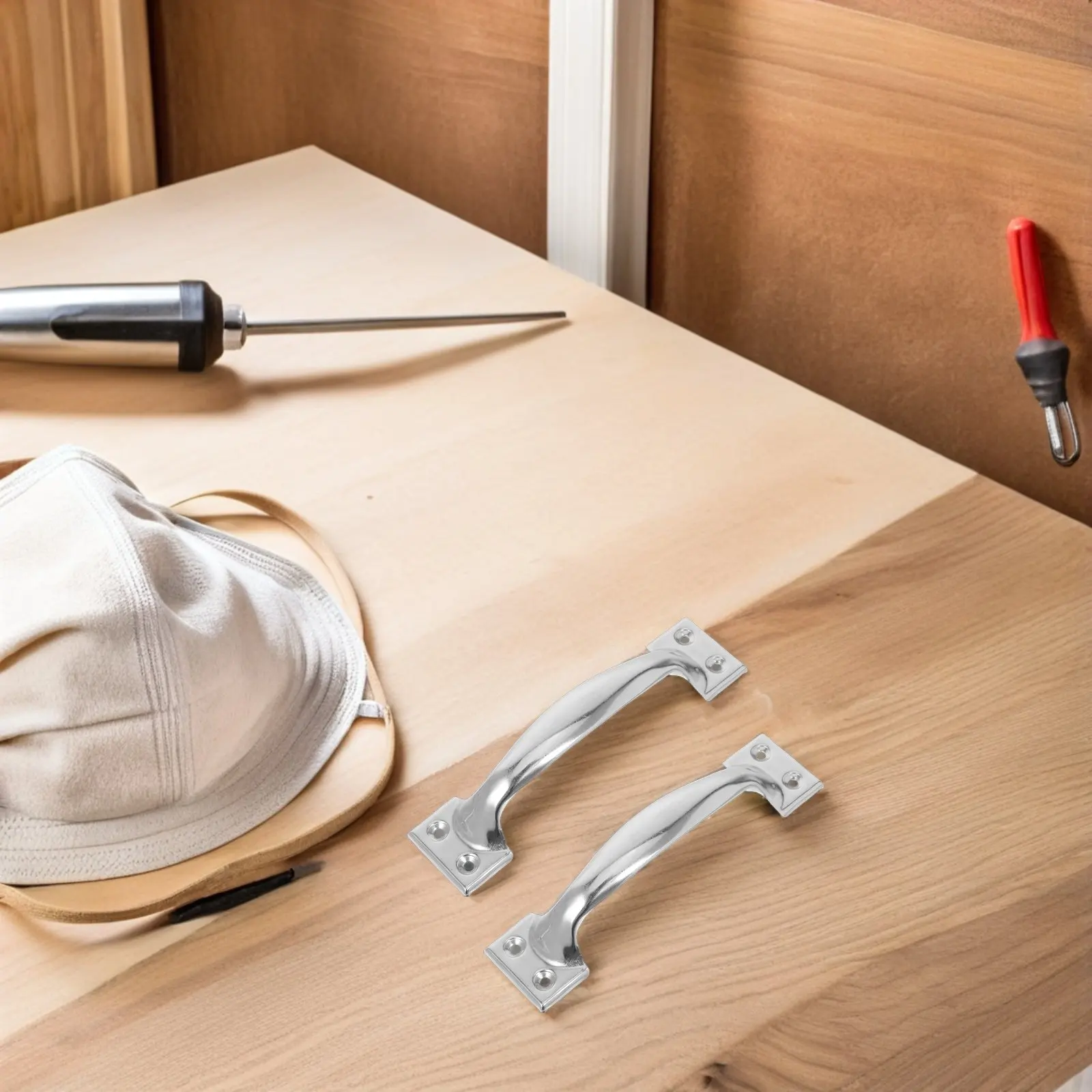 

Комплект из 4 прочных ручек-скоб для дверей из нержавеющей стали с изогнутым дизайном для наружных ворот, садовых и гаражных дверей, шкафов, серебристая отделка