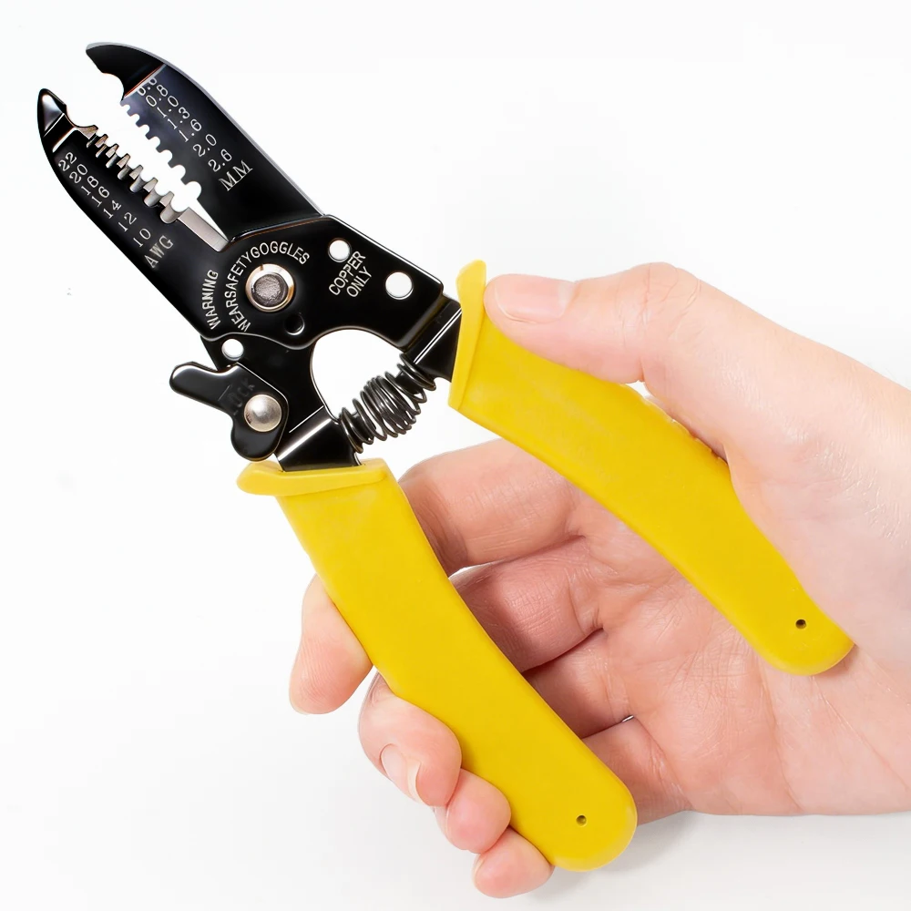 6 Inch Multifunctional Wire Stripper Pliers for AWG22-10, Cable Stripping Cutting Hand Tool for Electric Wire