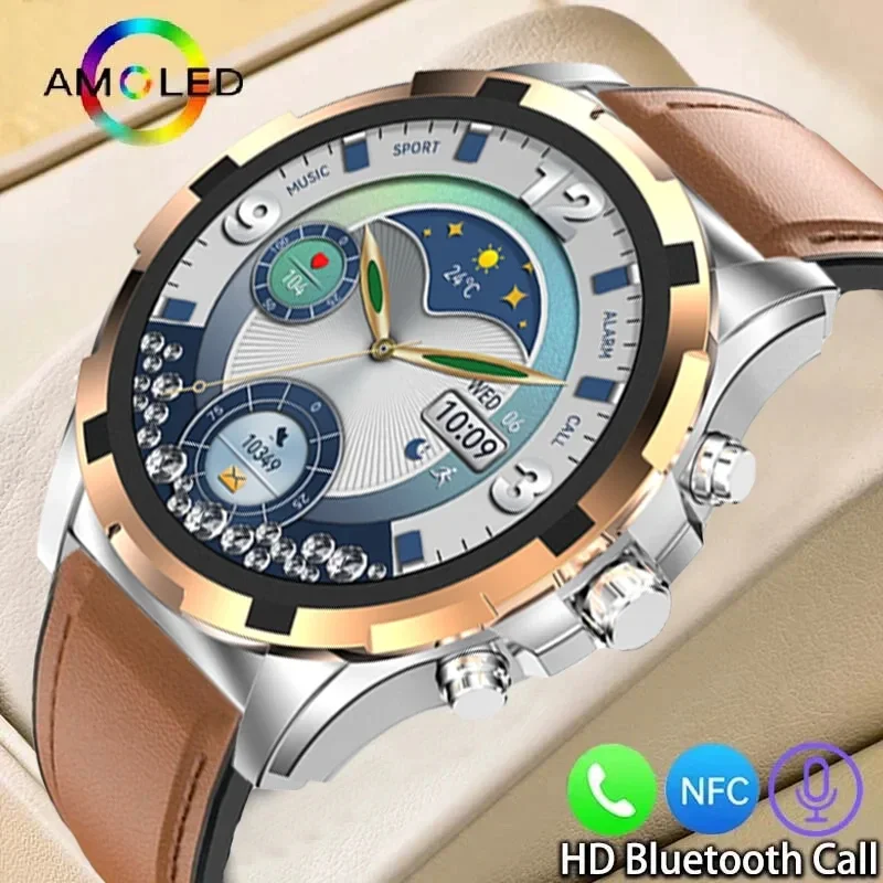 

2024 Men Smart Watch Bluetooth Call Voice Assistant AMOLED Always-on Screen NFC Smartwatch Sport Fitness Tracker For Android IOS