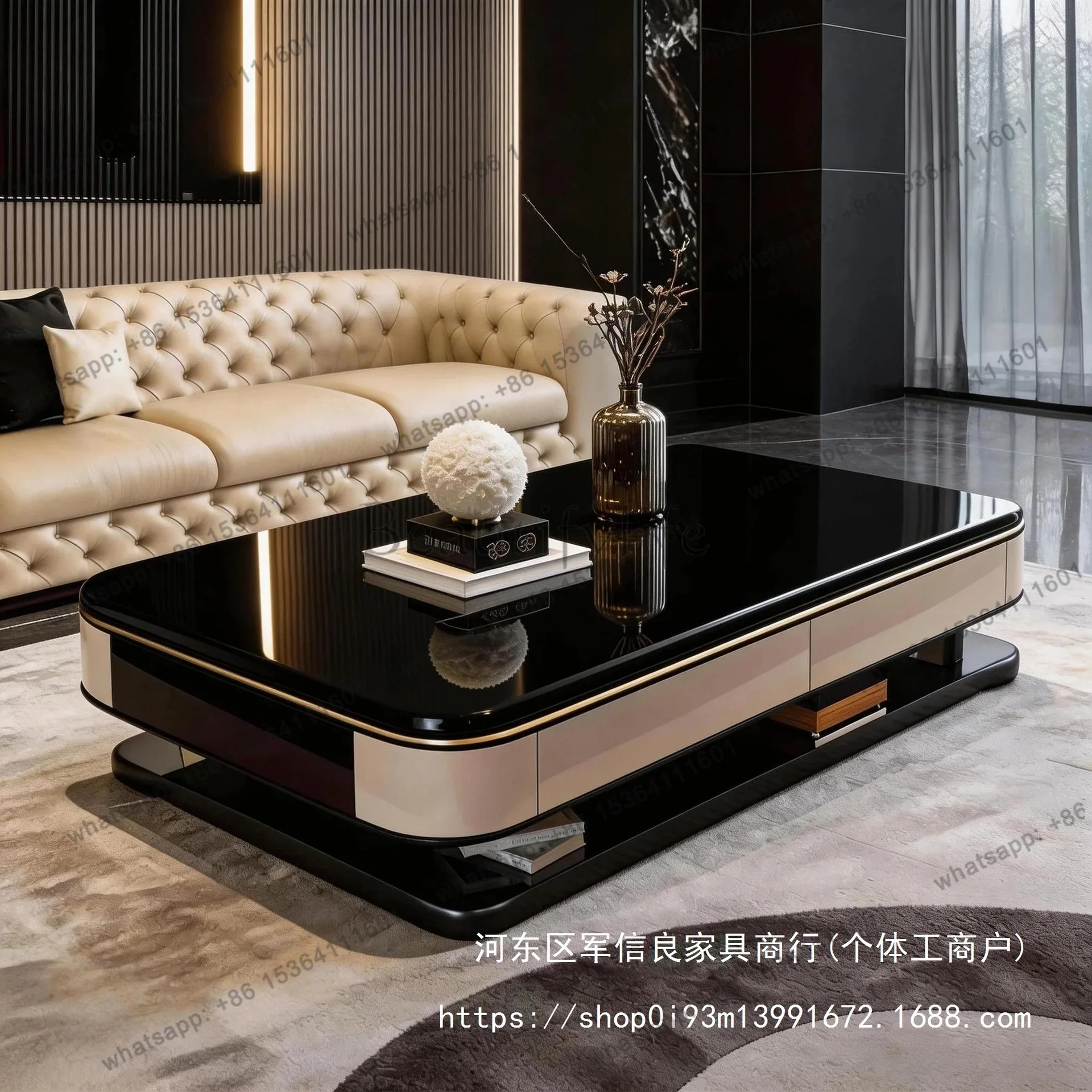 PG Italian modern light luxury living room marble household microcrystalline stone senior villa tea table